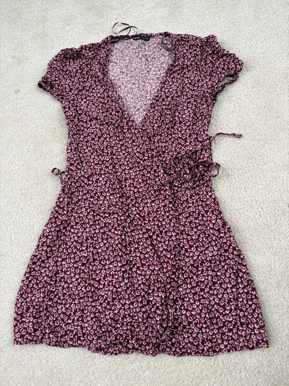 NWOT Bershka Dress Womens Floral Daisy Mini Summer Wrap Mini Boho Sz M